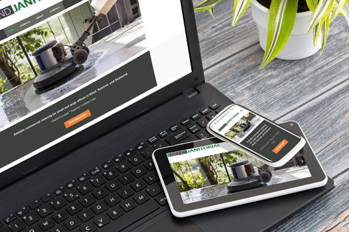 Image of r Bend Janitorial's website on multiple devices